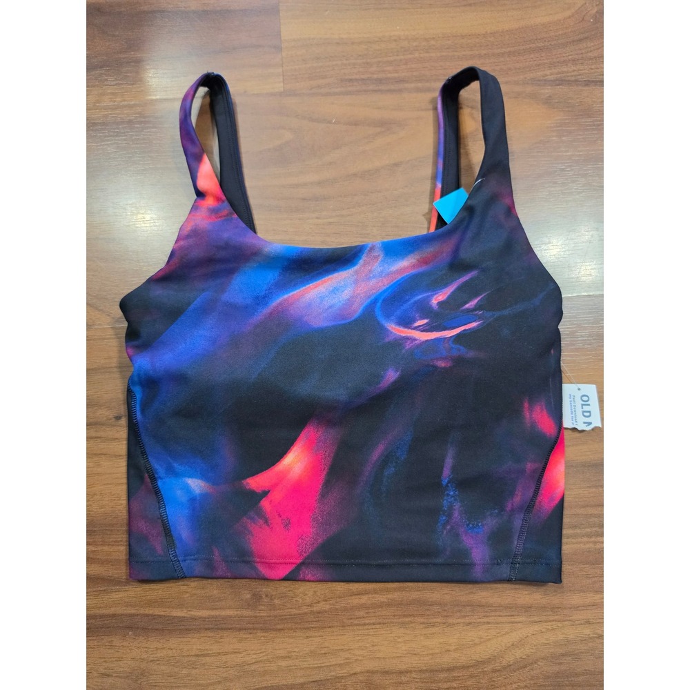 NWT Old Navy Active Powersoft Sports Bra S Multicolor Abstract Light Support Top